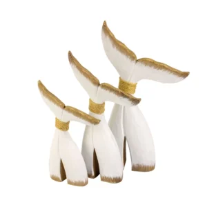 Set of 3 Wooden Whale Tails, Coastal Decor