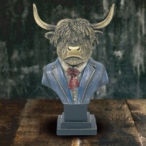 Quirky Highland Cow Bust Ornament for Home Decor