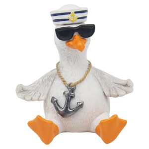 Chilling Seagull Figurine with Anchor Ornament