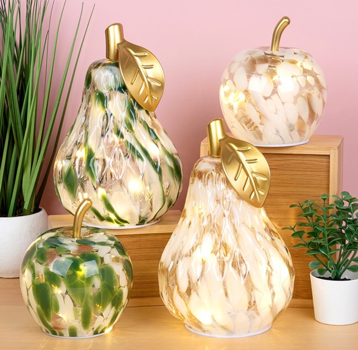 Diamond Cut Pear and Apple Fruit shaped LED Lamps