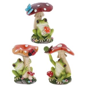 Large frog ornament with mushroom design and fungi-themed decoration