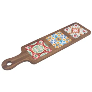 Tuscany Ceramic and Wood Charcuterie Board for serving cheese, appetizers