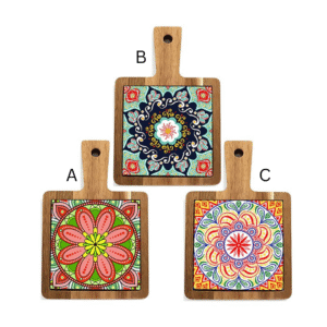 Tuscany large wooden cutting board with decorative swirl design