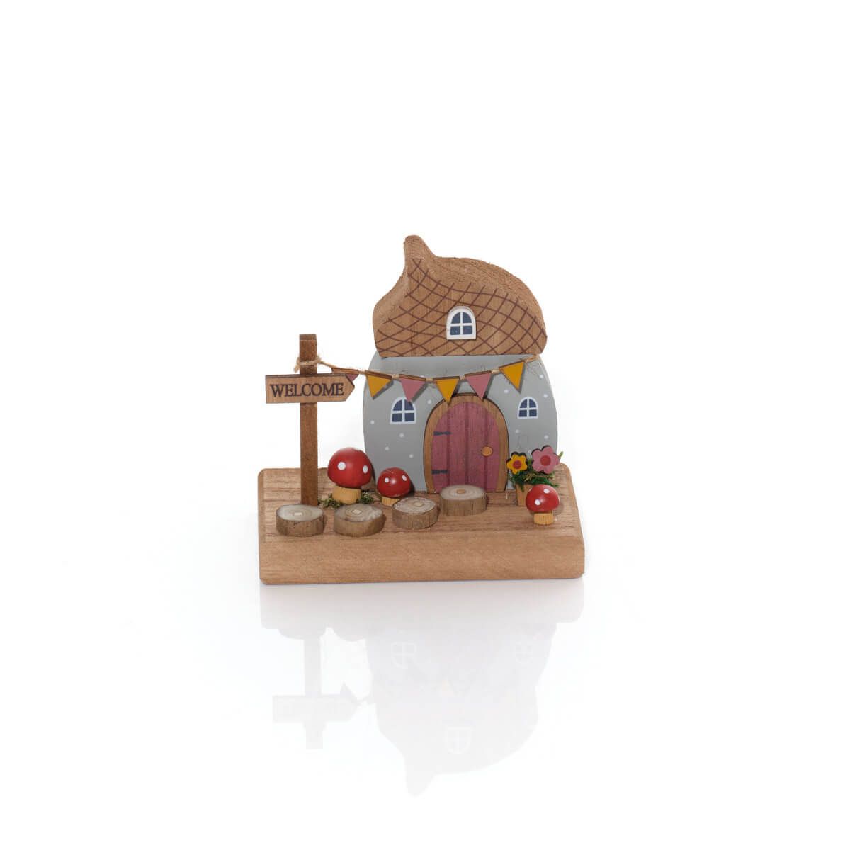 Wooden Block Toadstools Acorn House Decoration - Image 2
