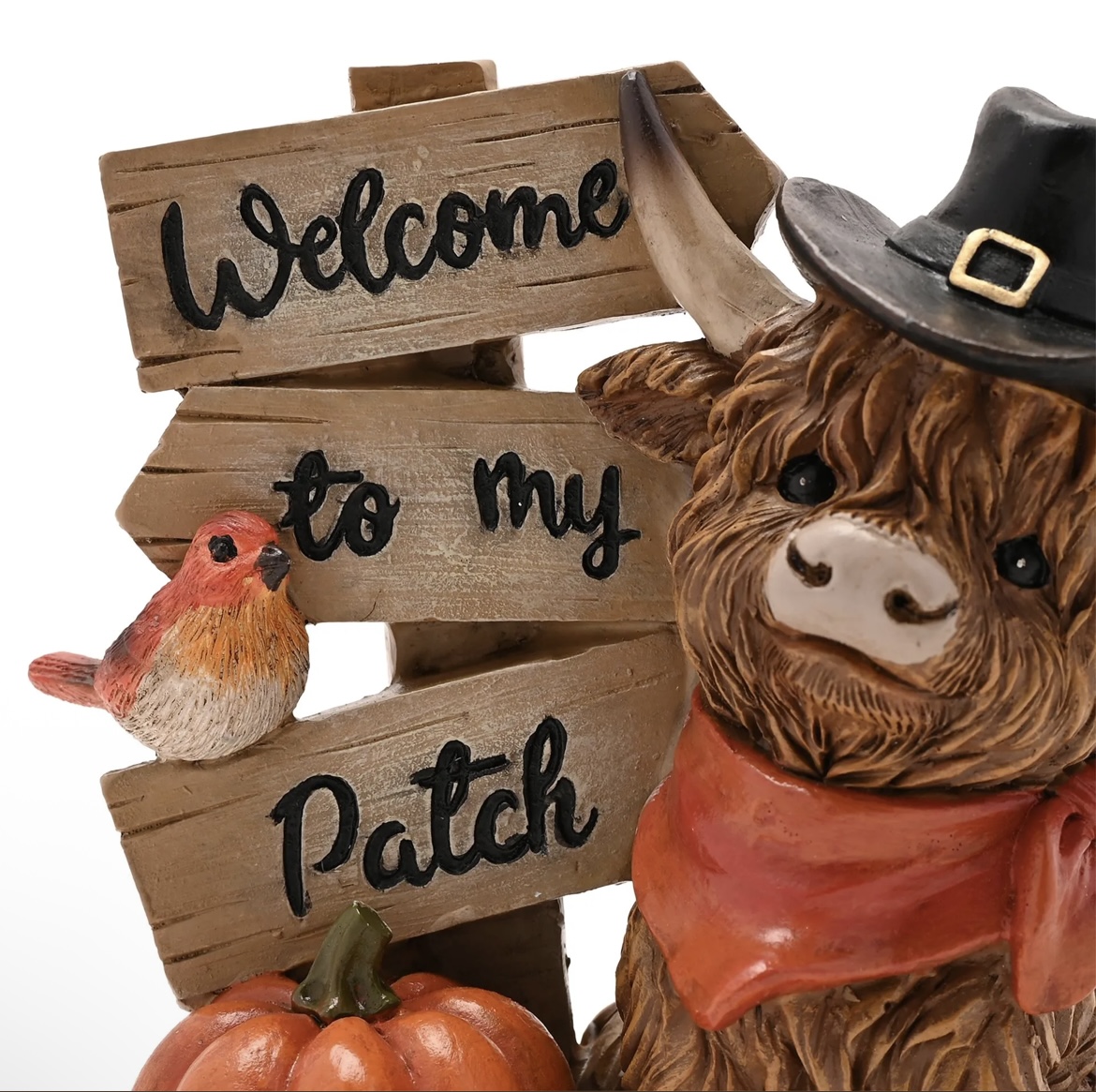 Welcome to My Patch Autumn Resin Highland Cow Ornament - Image 4