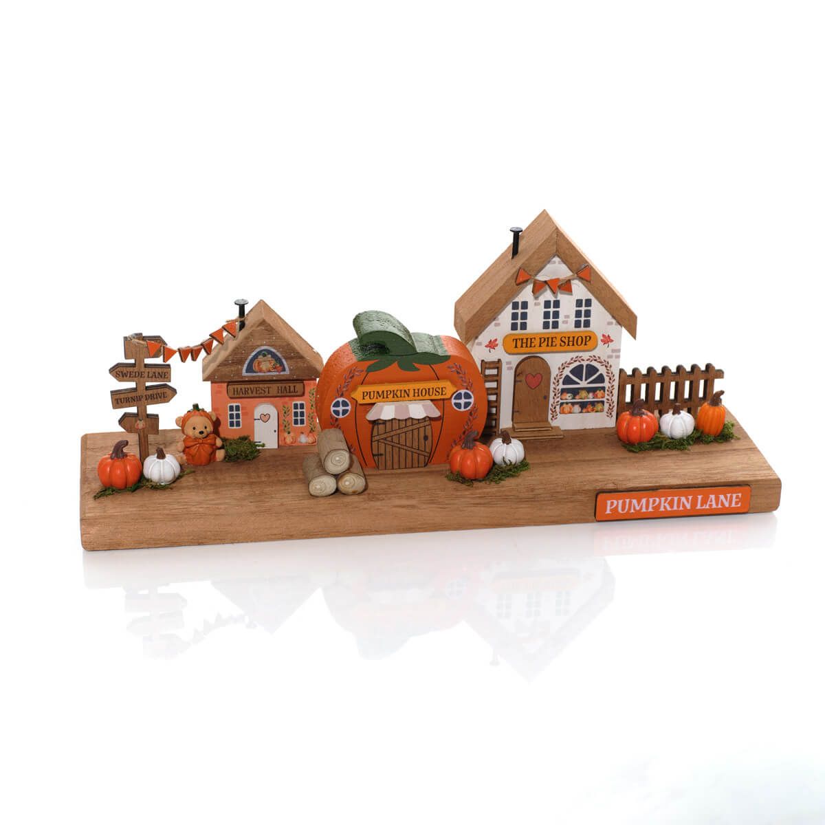 Harvest Home wooden pumpkin lane rustic autumn village wood block