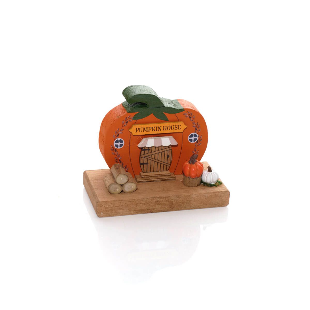 Harvest Home wooden pumpkin house rustic autumn wood block ornament