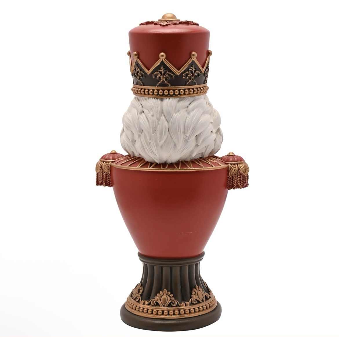 Regal Christmas Nutcracker Bust Ornament in Red & Gold - Image 3