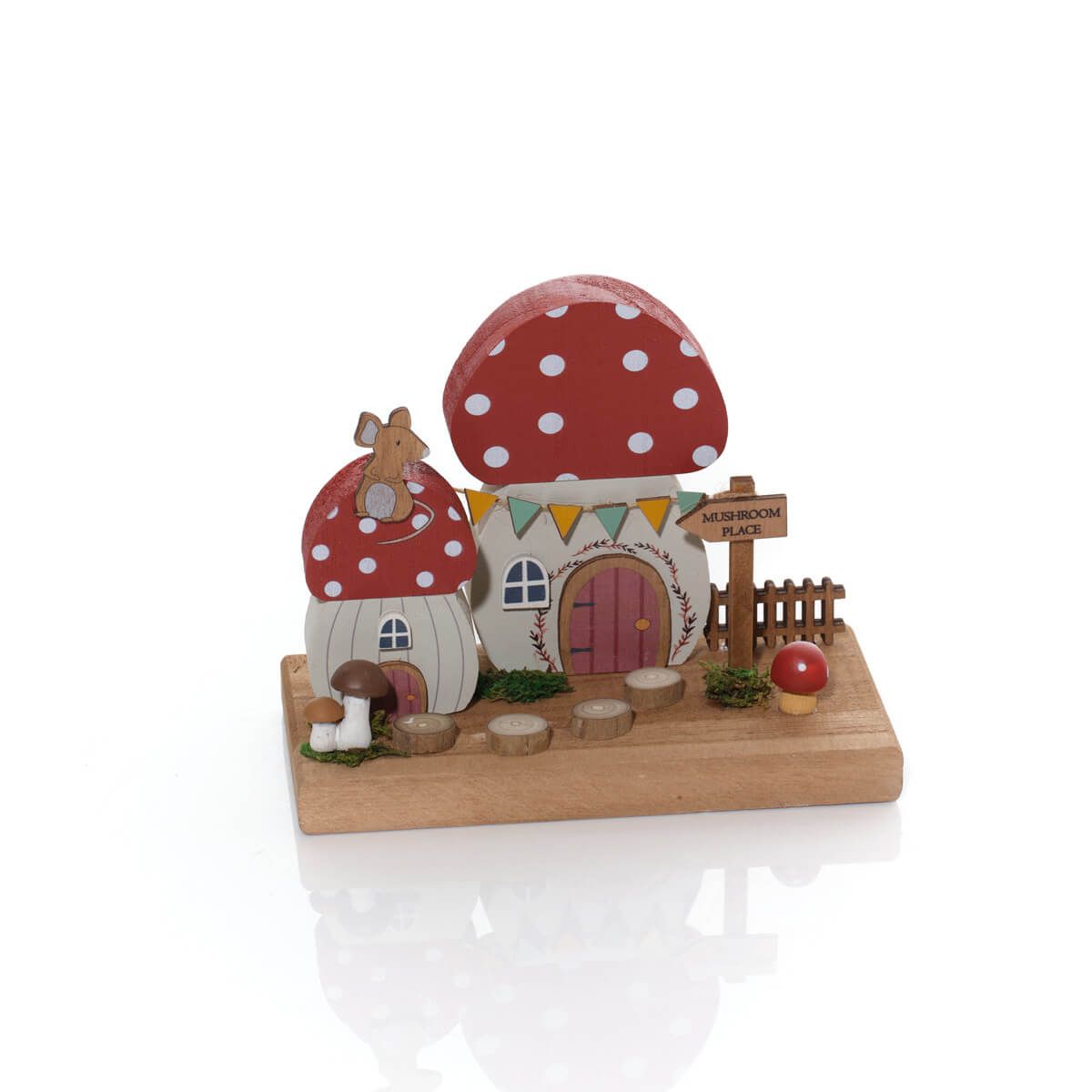 Wooden toadstools mushroom double house autumn decoration