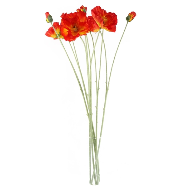 Artificial Poppy Stem - Red Premium Faux Poppy with 2 Flowers - Image 4