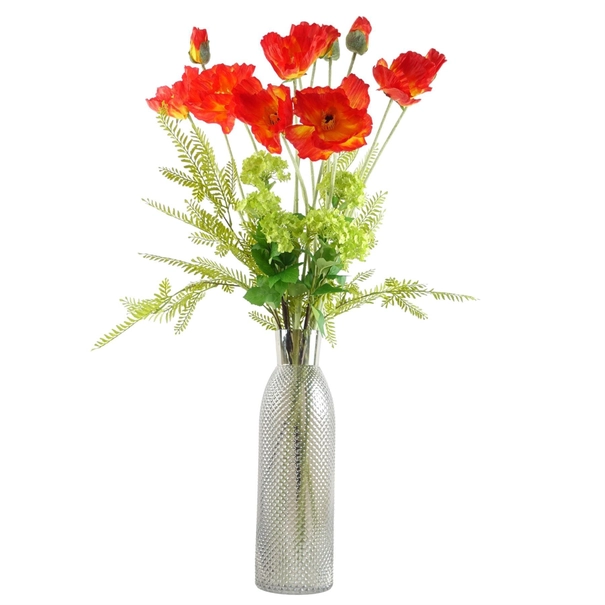 Artificial Poppy Stem - Red Premium Faux Poppy with 2 Flowers - Image 5