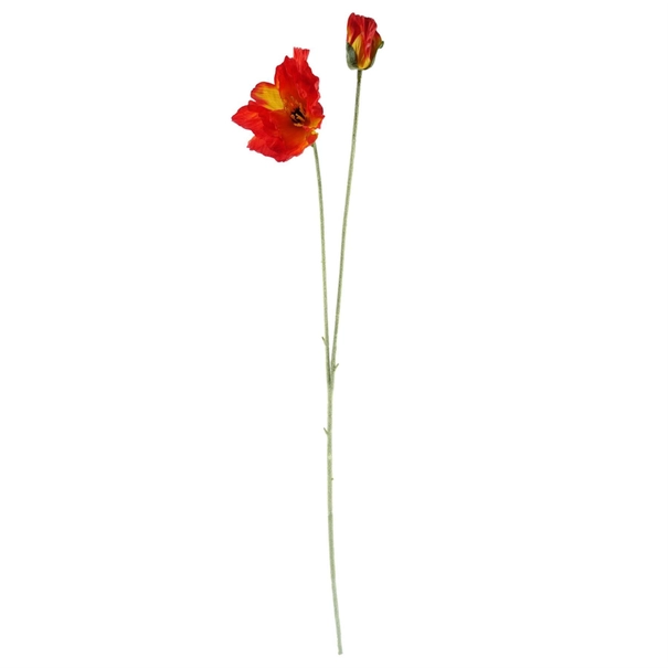 Artificial Poppy Stem - Red Premium Faux Poppy with 2 Flowers - Image 6