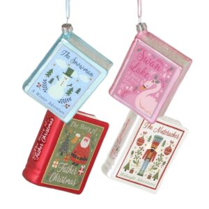 Christmas Fairytales Book Glass Bauble Decoration – The Snowman, Father Christmas, Swan Lake or The Nutcracker