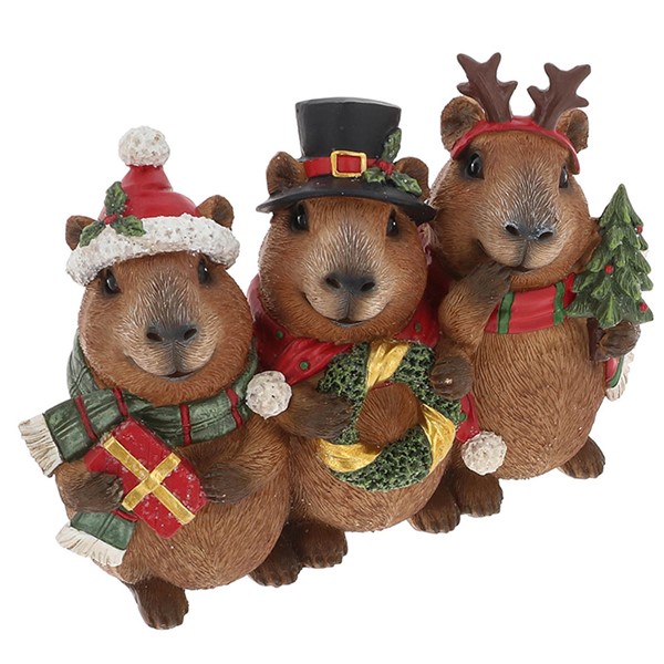 Merry Xmas Capybaras Trio – Christmas Capybara Decorations - Image 2
