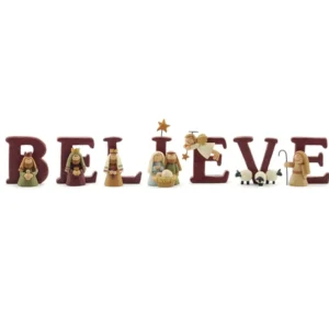 Believe set of letters with nativity figures Christmas decoration
