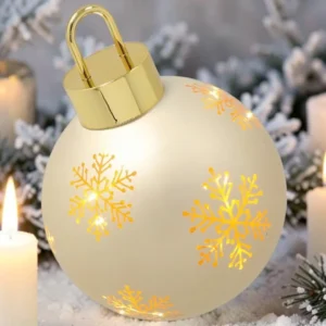 Bright Christmas LED Bauble medium gold light up festive decoration