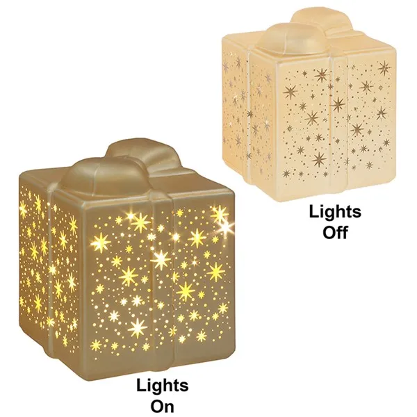 Bright Christmas LED Present Gold Ornament – Festive Decoration - Image 4