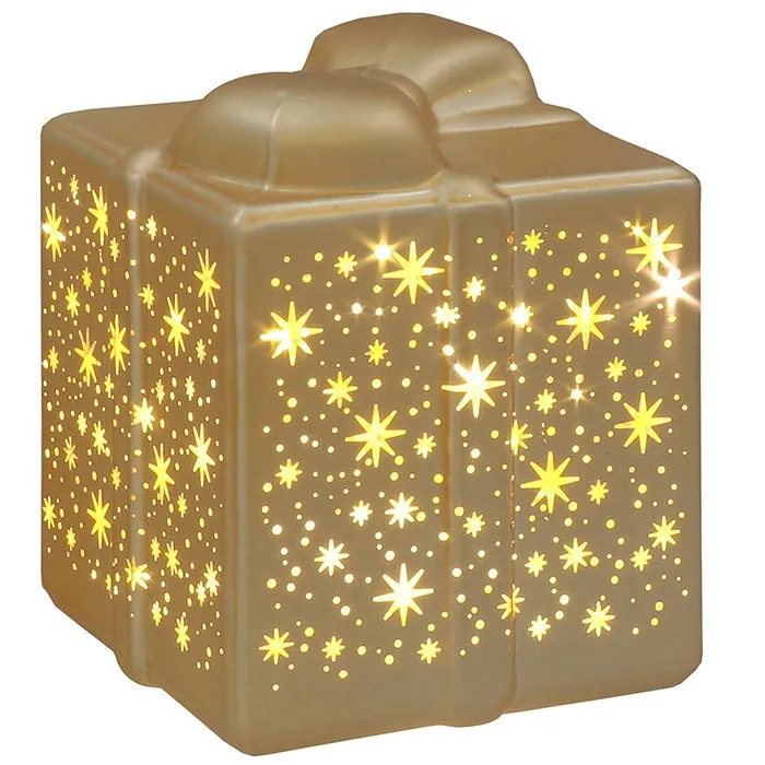 Bright Xmas LED Present Gold illuminated Christmas decoration