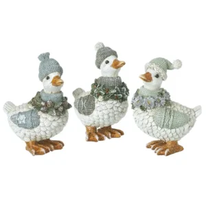 Christmas Ducks with Garlands – Festive Ducks Wearing Grey Hats and Scarves