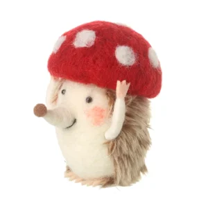 Hanging Christmas Felt Hedgehog with Toadstool Hat