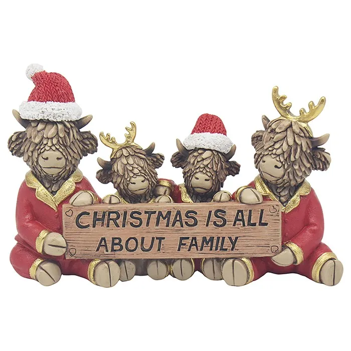 Xmas Highland Cow Family Christmas decoration