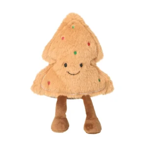 Plush brown Christmas tree decoration with cheerful happy face