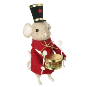 Felt Circus Drummer Mouse Christmas Decoration – Cute Festive Mouse Ornament