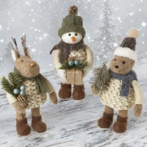 Felt Snowman Bear Reindeer Standing Christmas Ornaments