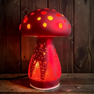 Red Xmas Mushroom LED Ornament – Festive Red Christmas Mushroom with LED Lights
